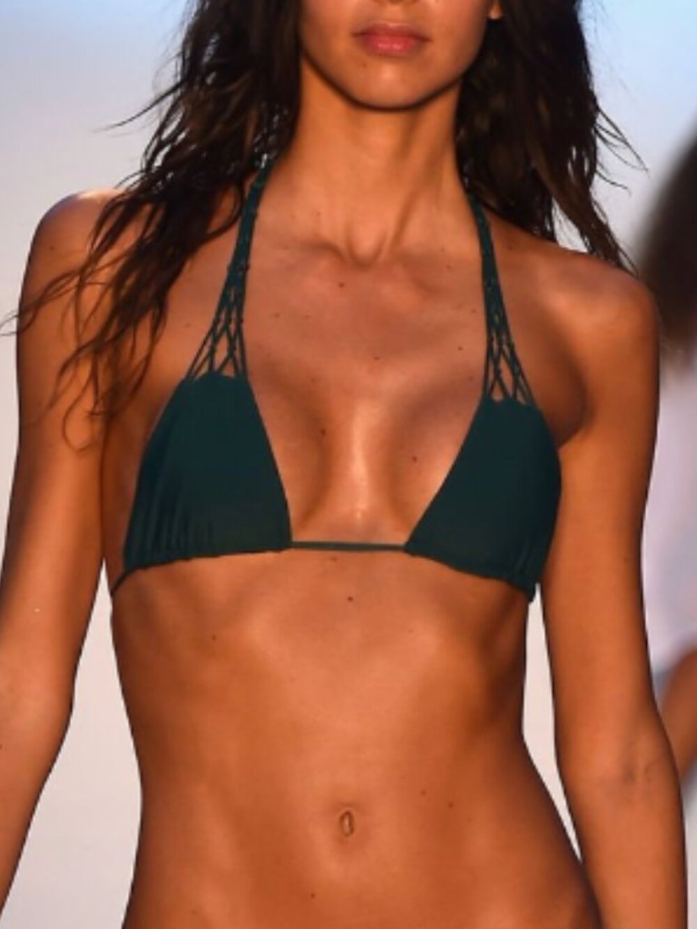Mikoh's Coconuts Crochet Bikini Top in Dark Green Size XL
